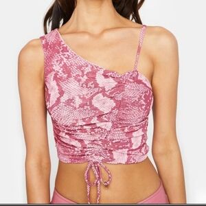 BY.DYLN Vayda Crop Top Pink Snake Print Size M Kill Dolls Revolve NWT